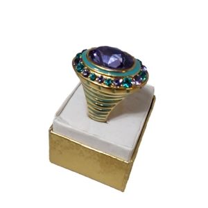AKKAD CHINA  VINTAGE COCKTAIL MULTICOLORED RING SIZE 11